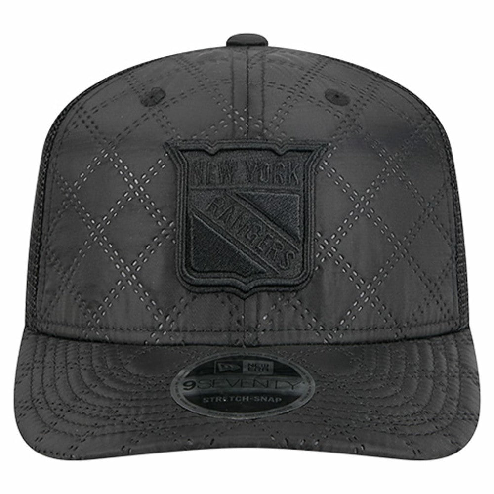 NHL New York Rangers New Era Quilted Nylon 9SEVENTY Adjustable Trucker Hat - Black