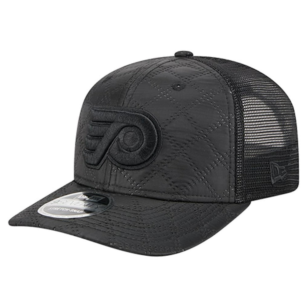 NHL Philadelphia Flyers New Era Quilted Nylon 9SEVENTY Adjustable Trucker Hat - Black