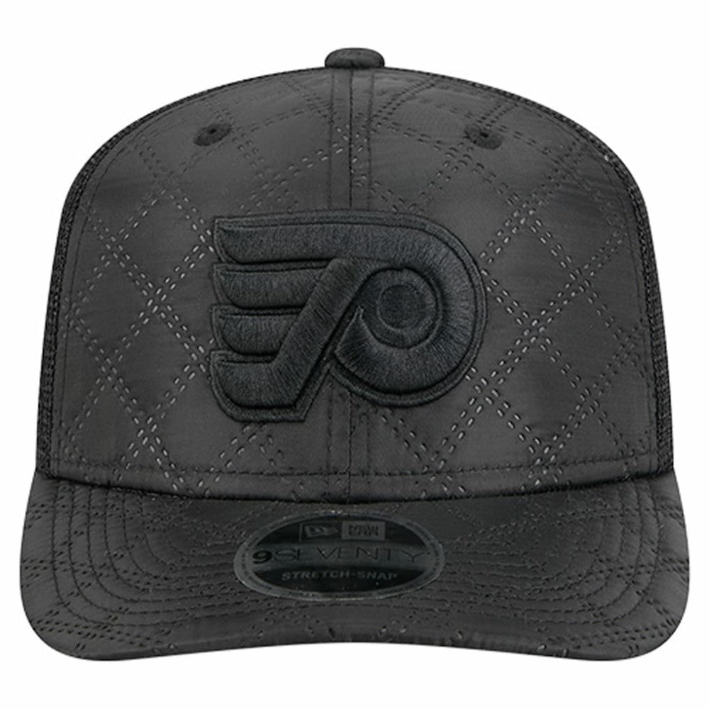 NHL Philadelphia Flyers New Era Quilted Nylon 9SEVENTY Adjustable Trucker Hat - Black