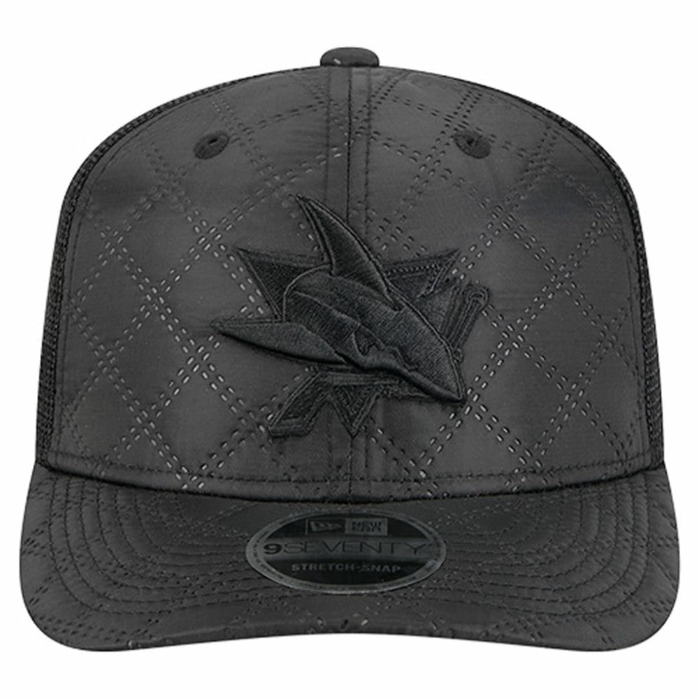 NHL San Jose Sharks New Era Quilted Nylon 9SEVENTY Adjustable Trucker Hat - Black