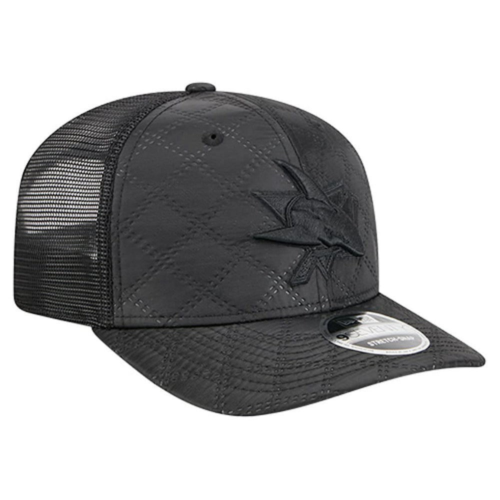 NHL San Jose Sharks New Era Quilted Nylon 9SEVENTY Adjustable Trucker Hat - Black