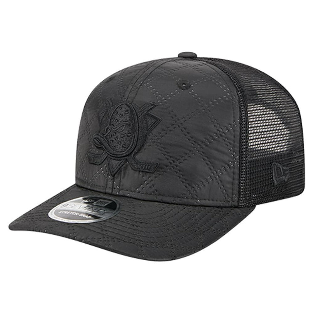 NHL Anaheim Ducks New Era Quilted Nylon 9SEVENTY Adjustable Trucker Hat - Black