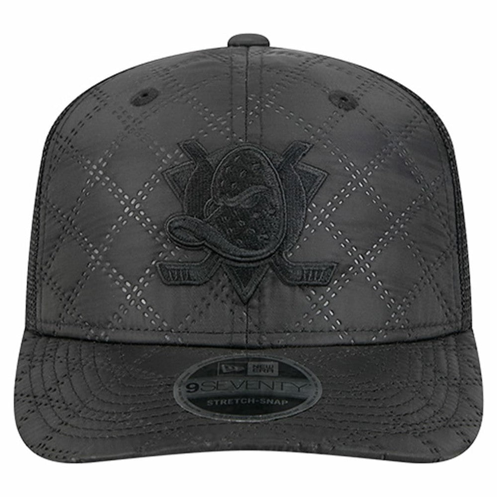 NHL Anaheim Ducks New Era Quilted Nylon 9SEVENTY Adjustable Trucker Hat - Black