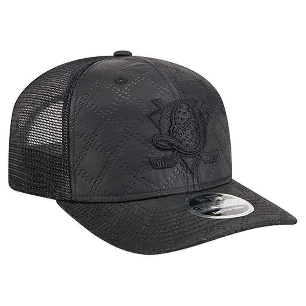 NHL Anaheim Ducks New Era Quilted Nylon 9SEVENTY Adjustable Trucker Hat - Black
