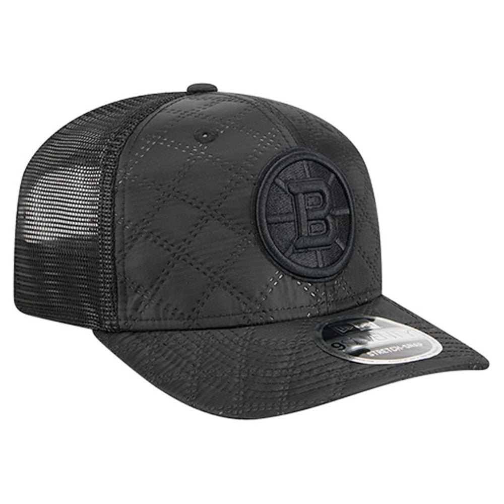 NHL Boston Bruins New Era Quilted Nylon 9SEVENTY Adjustable Trucker Hat - Black