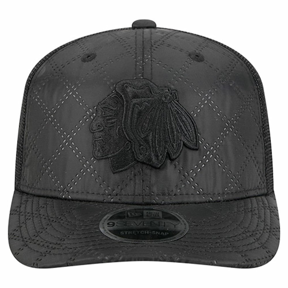 NHL Chicago Blackhawks New Era Quilted Nylon 9SEVENTY Adjustable Trucker Hat - Black
