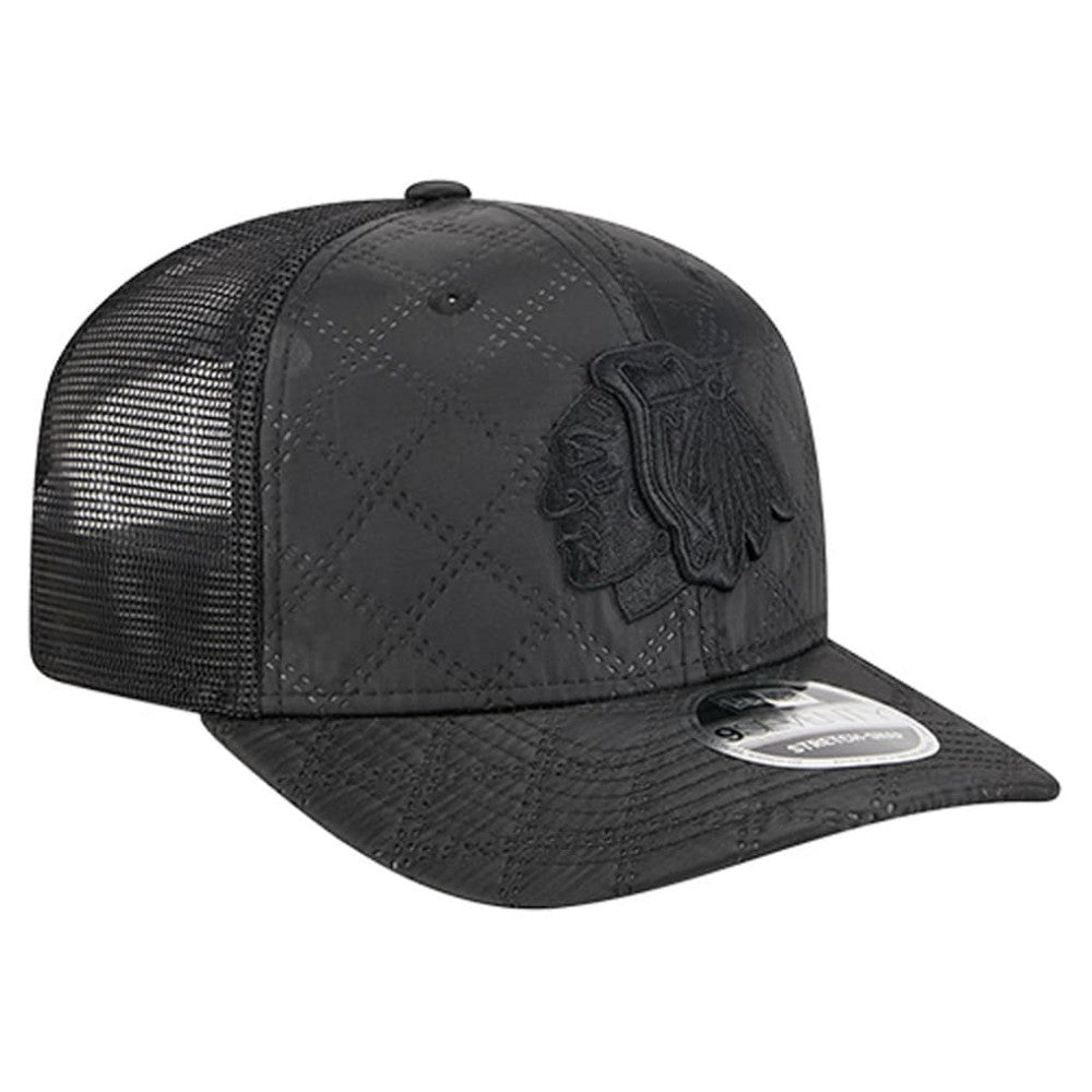 NHL Chicago Blackhawks New Era Quilted Nylon 9SEVENTY Adjustable Trucker Hat - Black