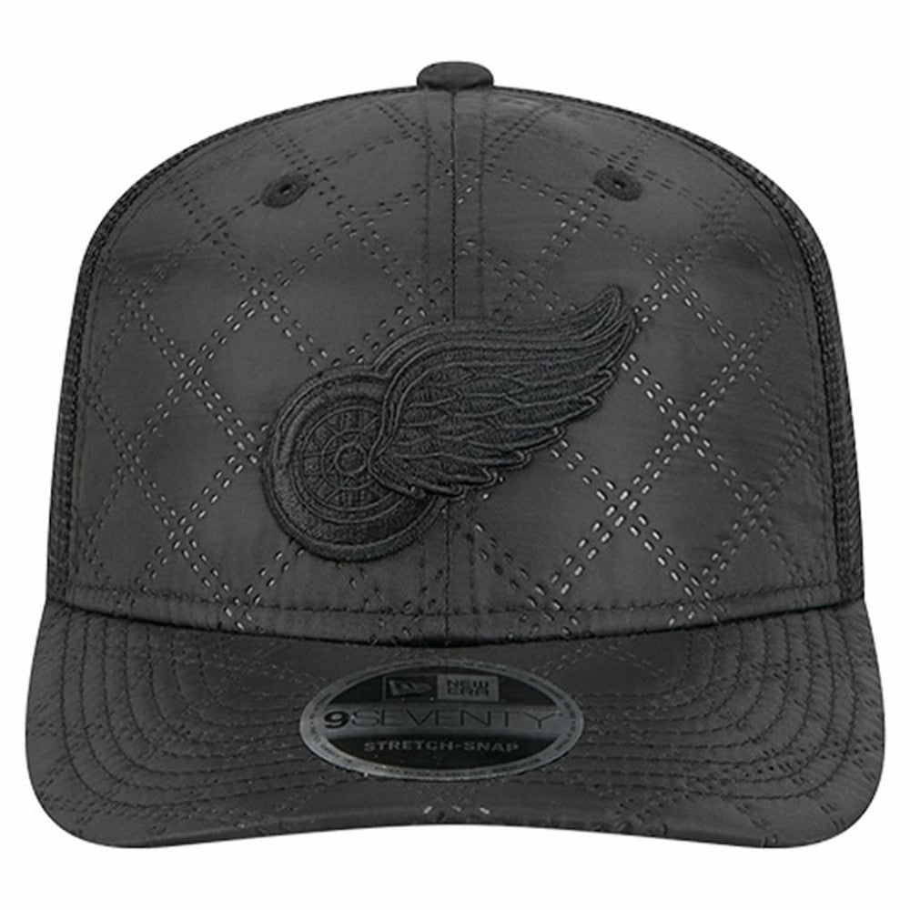 NHL Detroit Red Wings New Era Quilted Nylon 9SEVENTY Adjustable Trucker Hat - Black