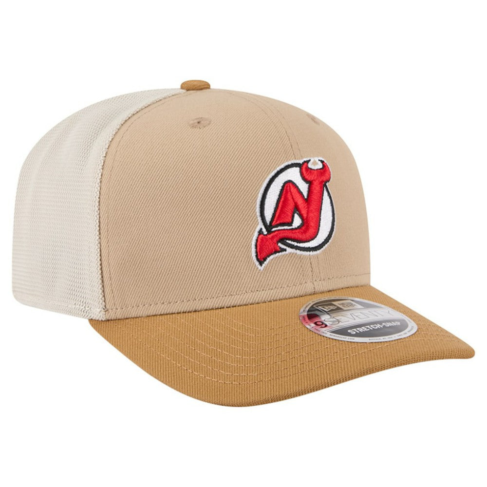 NHL New Jersey Devils New Era Two-Tone Trucker 9SEVENTY Stretch Snap Adjustable Hat - Tan/Light Brown