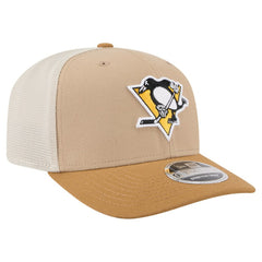 NHL Pittsburgh Penguins New Era Two-Tone Trucker 9SEVENTY Stretch Snap Adjustable Hat - Tan/Light Brown