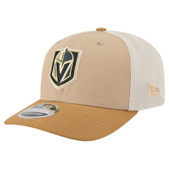 NHL Vegas Golden Knights New Era Two-Tone Trucker 9SEVENTY Stretch Snap Adjustable Hat - Tan/Light Brown