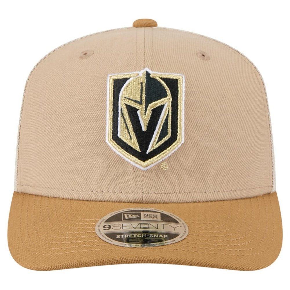 NHL Vegas Golden Knights New Era Two-Tone Trucker 9SEVENTY Stretch Snap Adjustable Hat - Tan/Light Brown