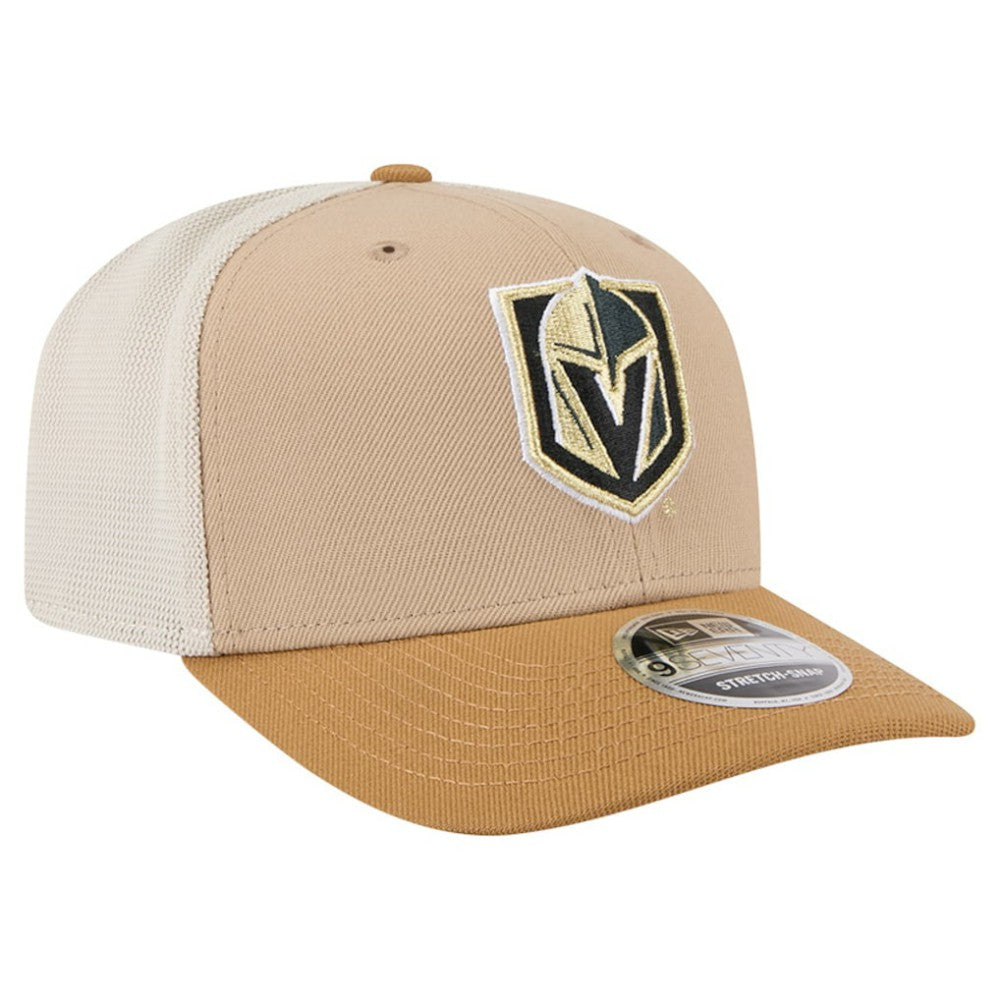 NHL Vegas Golden Knights New Era Two-Tone Trucker 9SEVENTY Stretch Snap Adjustable Hat - Tan/Light Brown