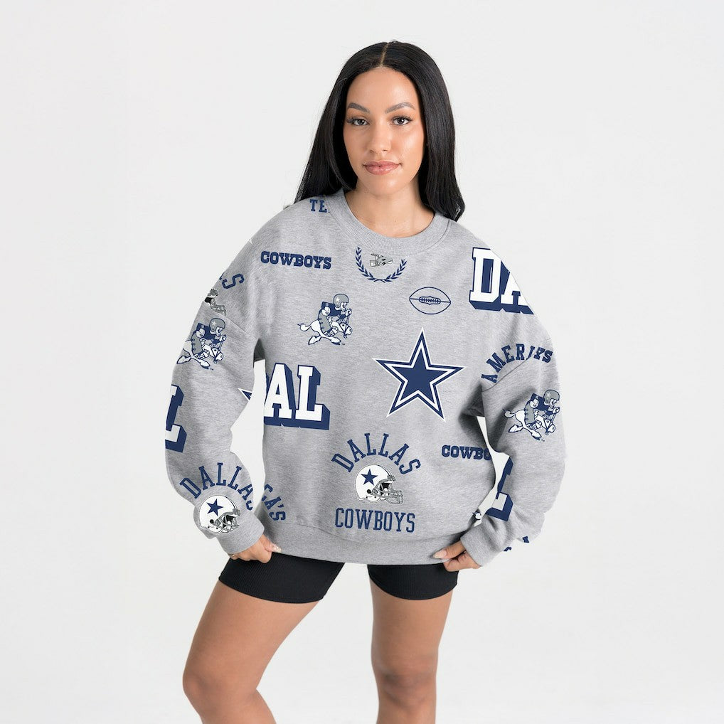 Dallas Cowboys Gameday Couture Women's Always On Repeat Fleece Sweatshirt Heather Gray