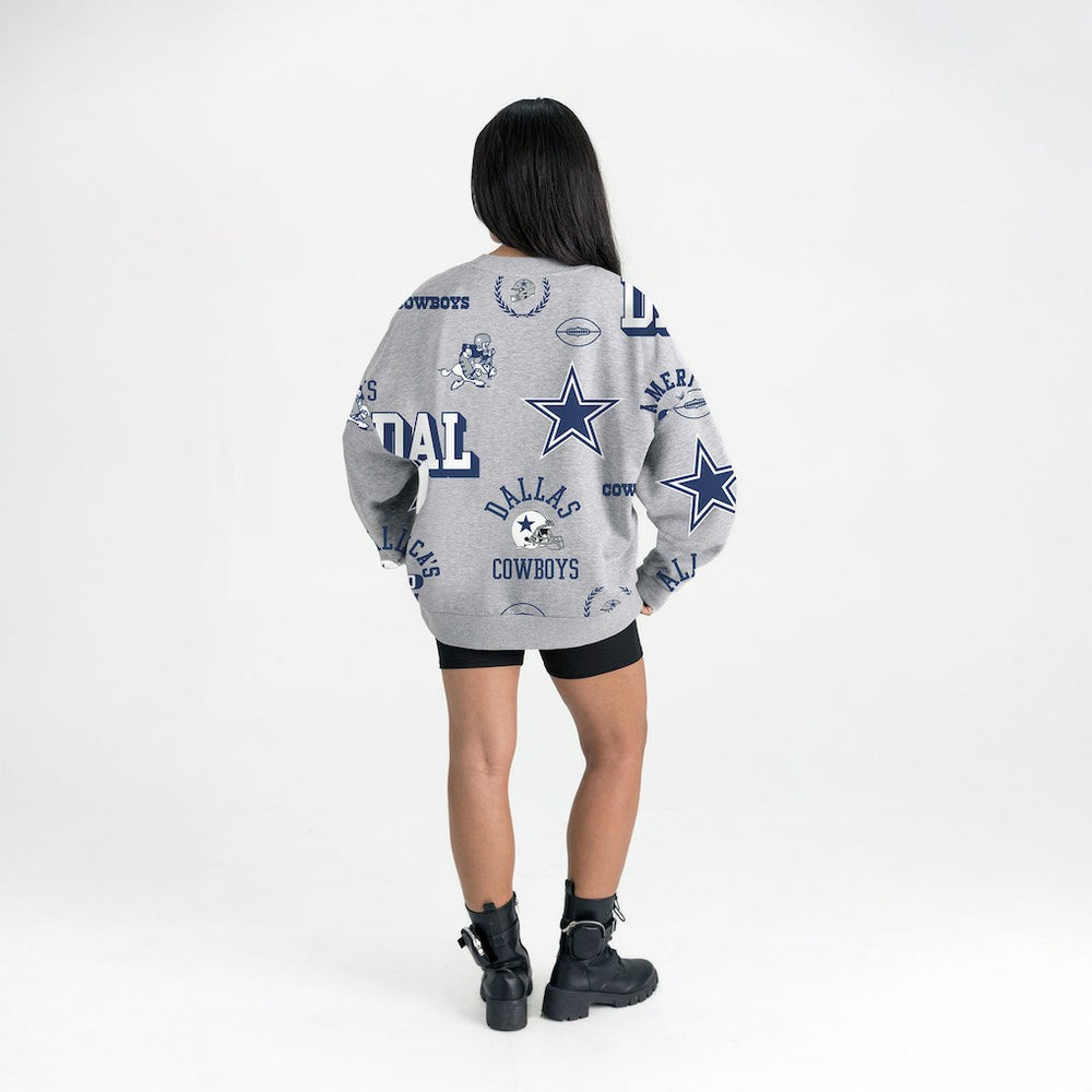 Dallas Cowboys Gameday Couture Women's Always On Repeat Fleece Sweatshirt Heather Gray