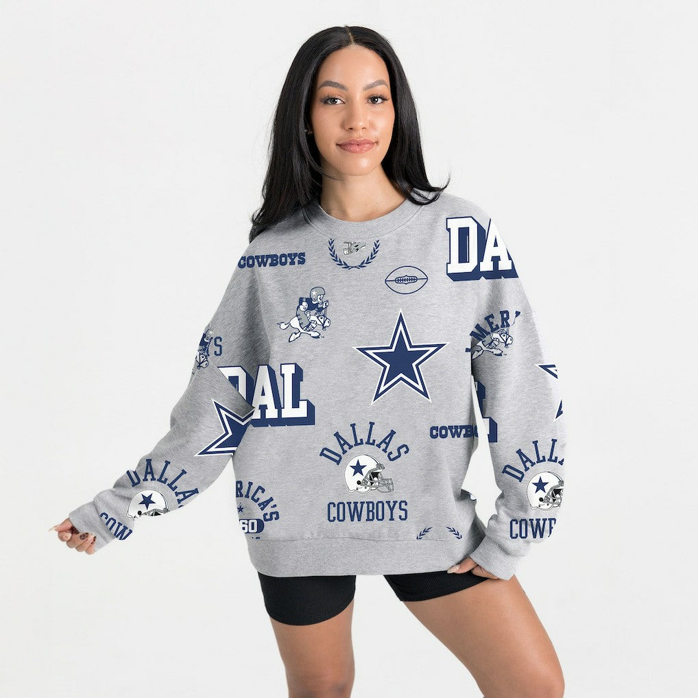 Dallas Cowboys Gameday Couture Women's Always On Repeat Fleece Sweatshirt Heather Gray