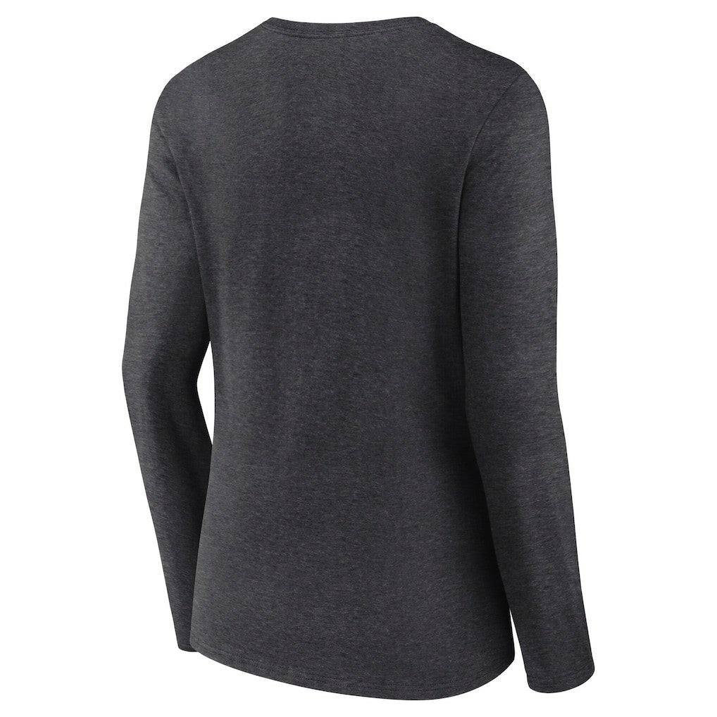 Philadelphia Eagles Women's Super Bowl LIX Quick Pass Long Sleeve V-Neck T-Shirt Heather Charcoal