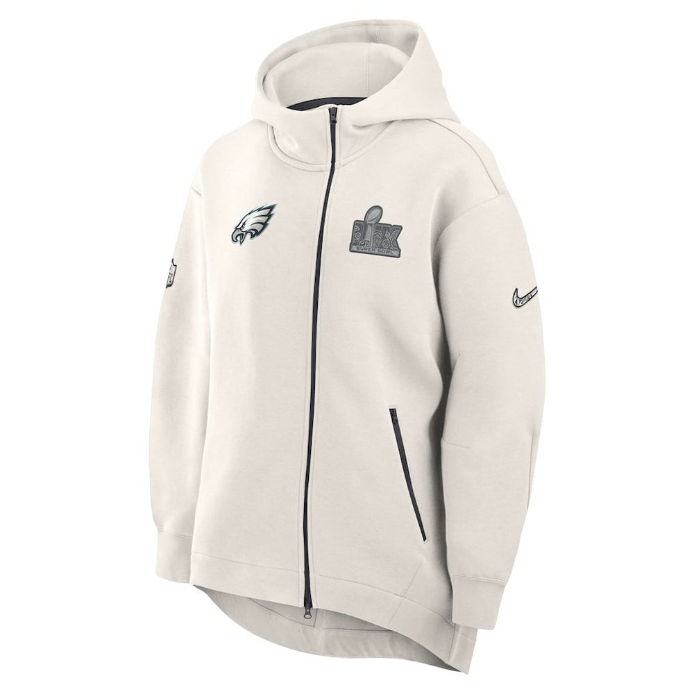 Philadelphia Eagles Women's Super Bowl LIX Opening Night Tech Fleece Full-Zip Hoodie Cream