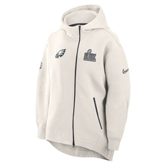 Philadelphia Eagles Women's Super Bowl LIX Opening Night Tech Fleece Full-Zip Hoodie Cream