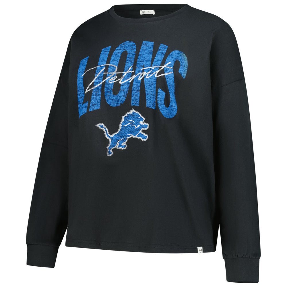 Detroit Lions '47 Women's Plus Size Muse Sydney Long Sleeve T-Shirt Black
