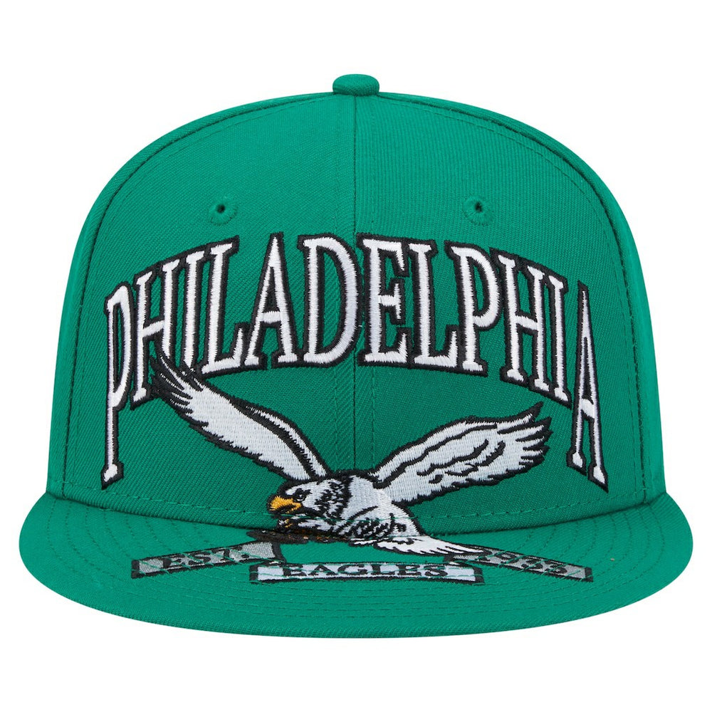 Philadelphia Eagles New Era Throwback Oversized 59FIFTY Fitted Hat Kelly Green