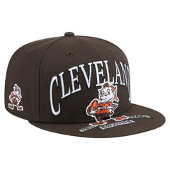 Cleveland Browns New Era Throwback Oversized 59FIFTY Fitted Hat Brown