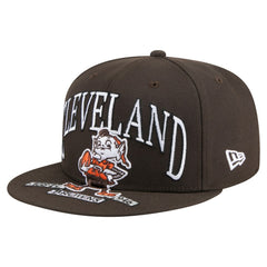 Cleveland Browns New Era Throwback Oversized 59FIFTY Fitted Hat Brown