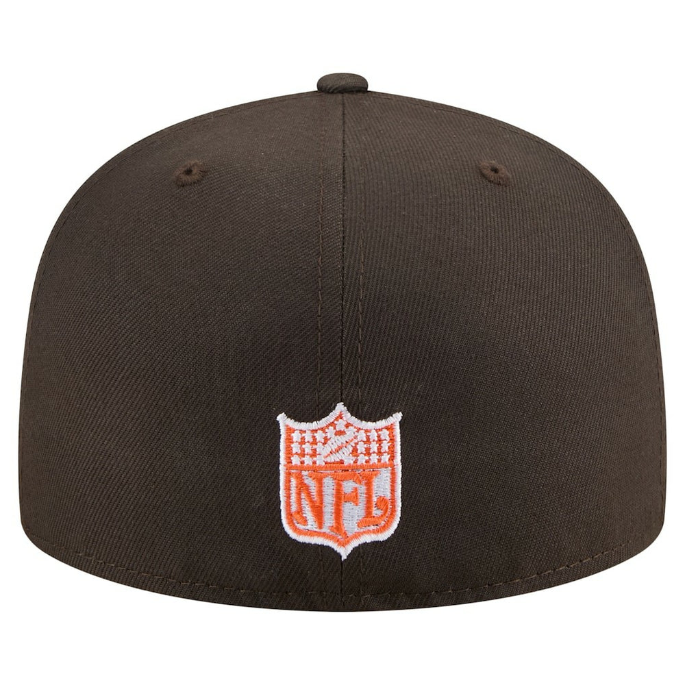 Cleveland Browns New Era Throwback Oversized 59FIFTY Fitted Hat Brown
