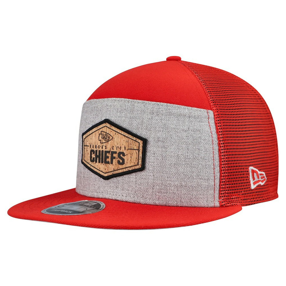 Kansas City Chiefs New Era Cork Split Panel 9FIFTY Trucker Snapback Hat Gray/Red