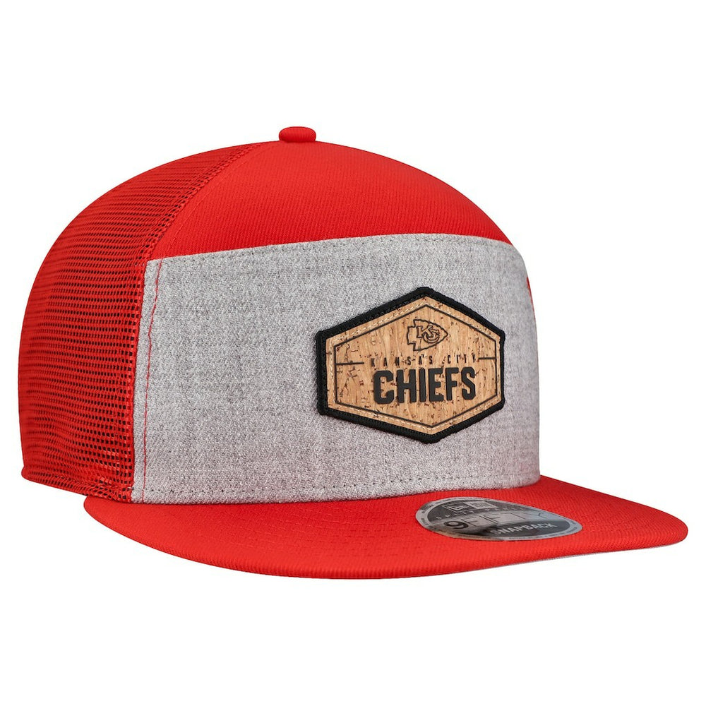 Kansas City Chiefs New Era Cork Split Panel 9FIFTY Trucker Snapback Hat Gray/Red
