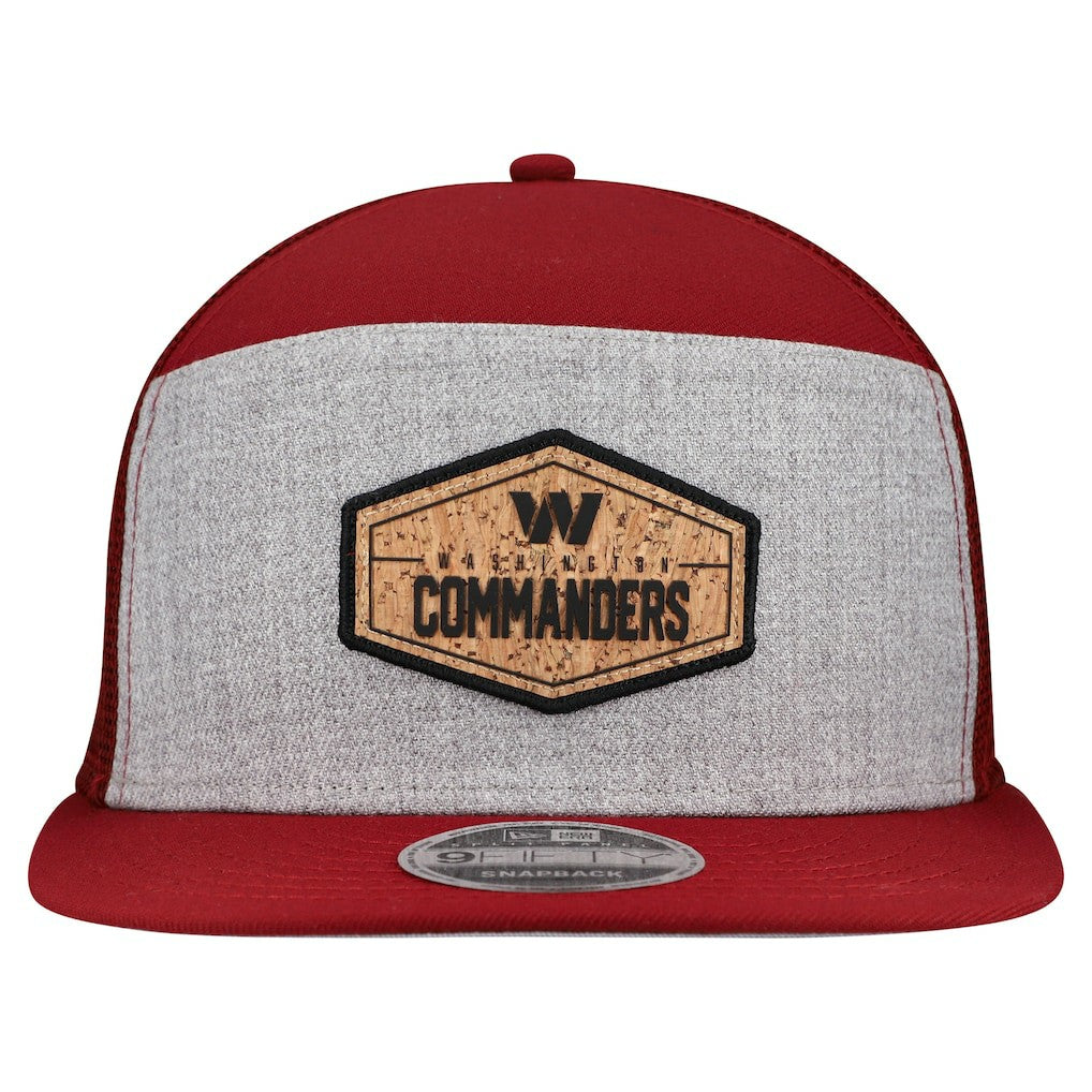 Washington Commanders New Era Cork Split Panel 9FIFTY Trucker Snapback Hat Gray/Burgundy