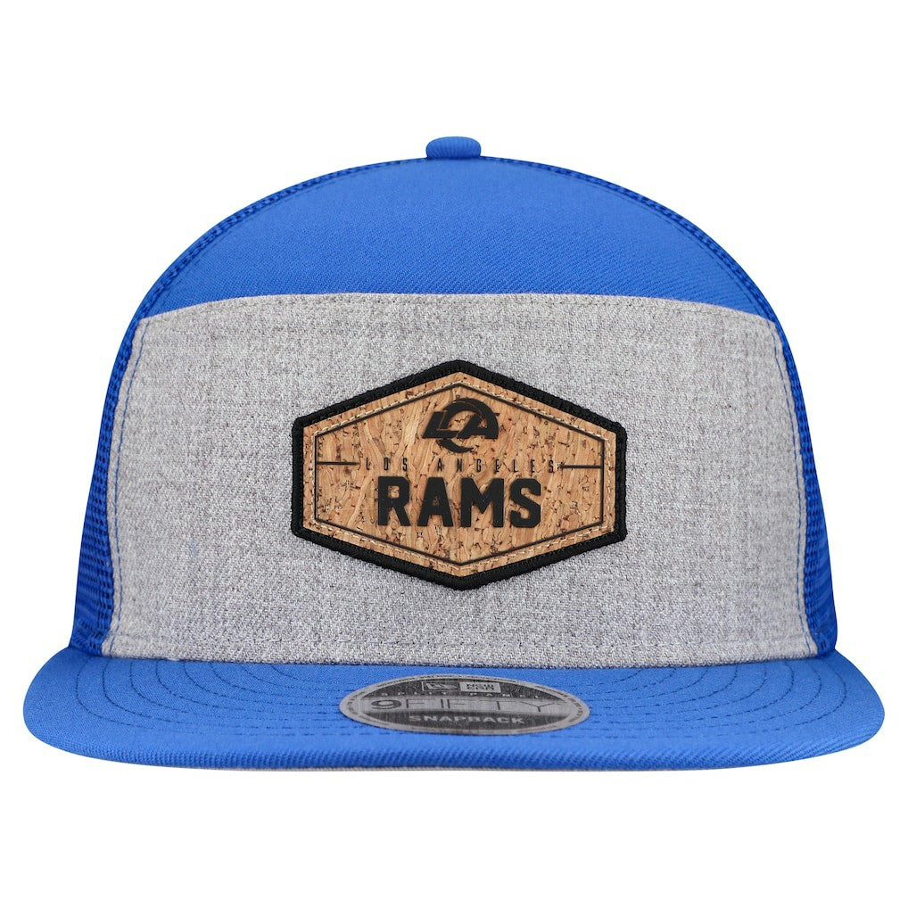 Los Angeles Rams New Era Cork Split Panel 9FIFTY Trucker Snapback Hat Gray/Royal