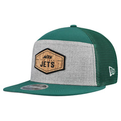 New York Jets New Era Cork Split Panel 9FIFTY Trucker Snapback Hat Gray/Green