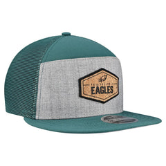 Philadelphia Eagles New Era Cork Split Panel 9FIFTY Trucker Snapback Hat Gray/Midnight Green