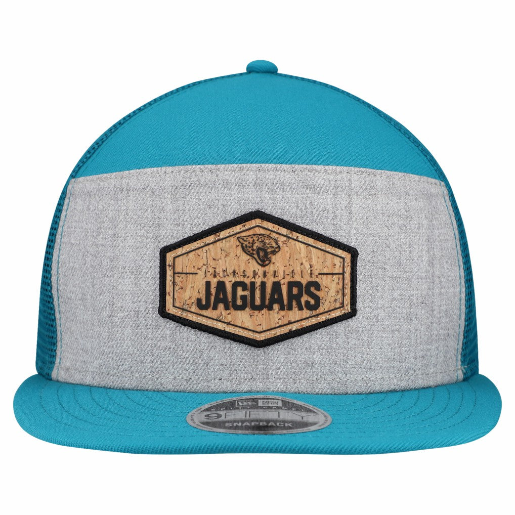 Jacksonville Jaguars New Era Cork Split Panel 9FIFTY Trucker Snapback Hat Gray/Teal