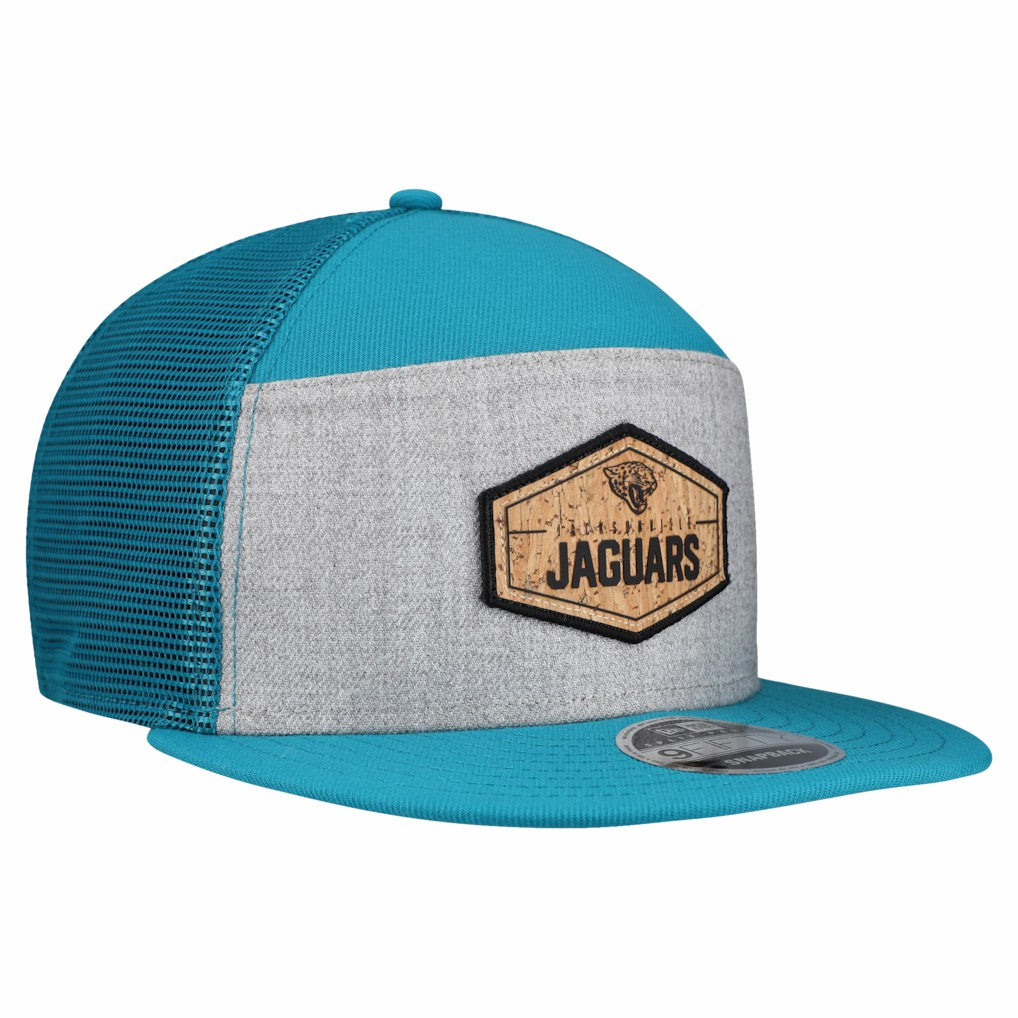 Jacksonville Jaguars New Era Cork Split Panel 9FIFTY Trucker Snapback Hat Gray/Teal
