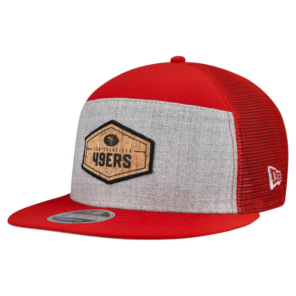 San Francisco 49ers New Era Cork Split Panel 9FIFTY Trucker Snapback Hat Gray/Scarlet