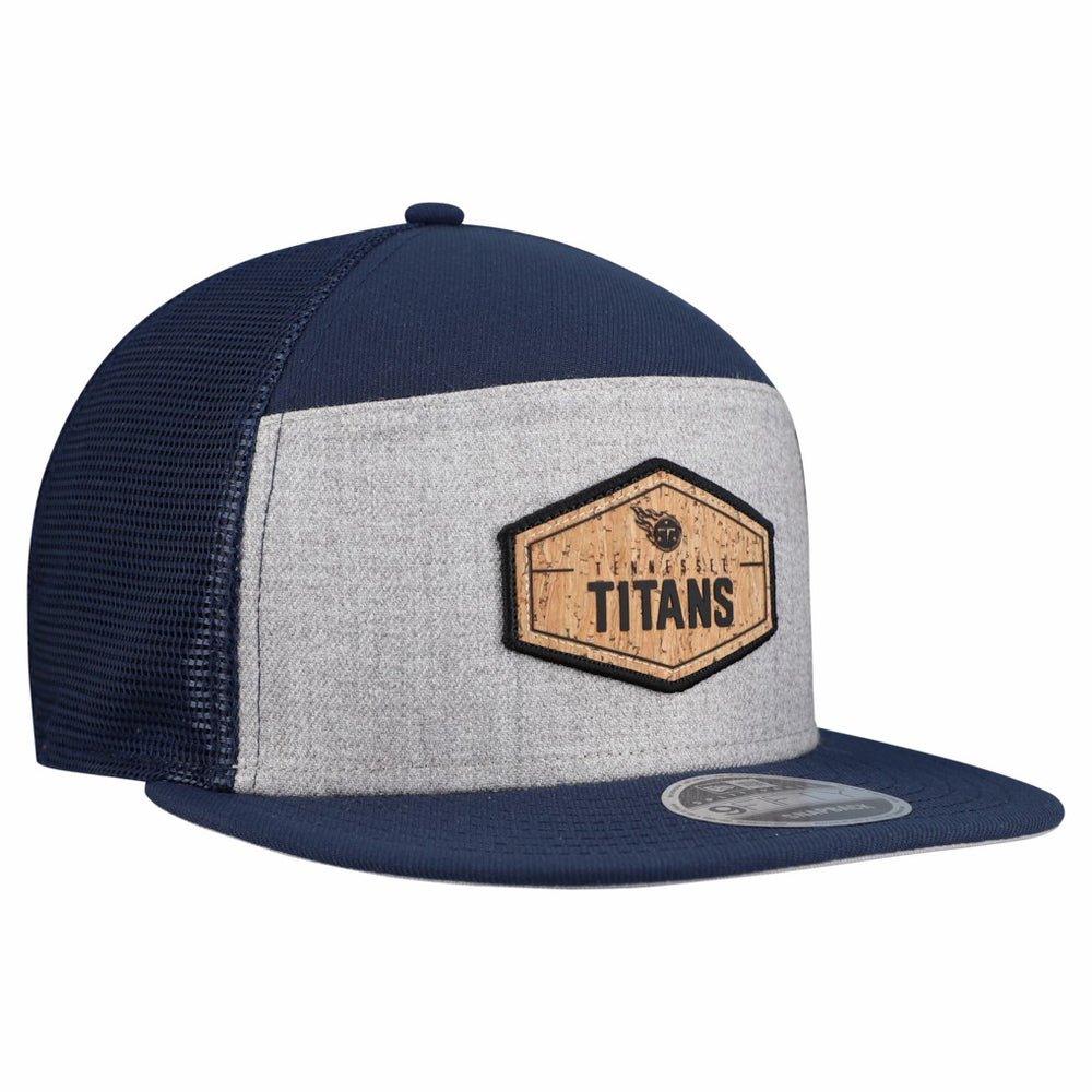 Tennessee Titans New Era Cork Split Panel 9FIFTY Trucker Snapback Hat Gray/Navy