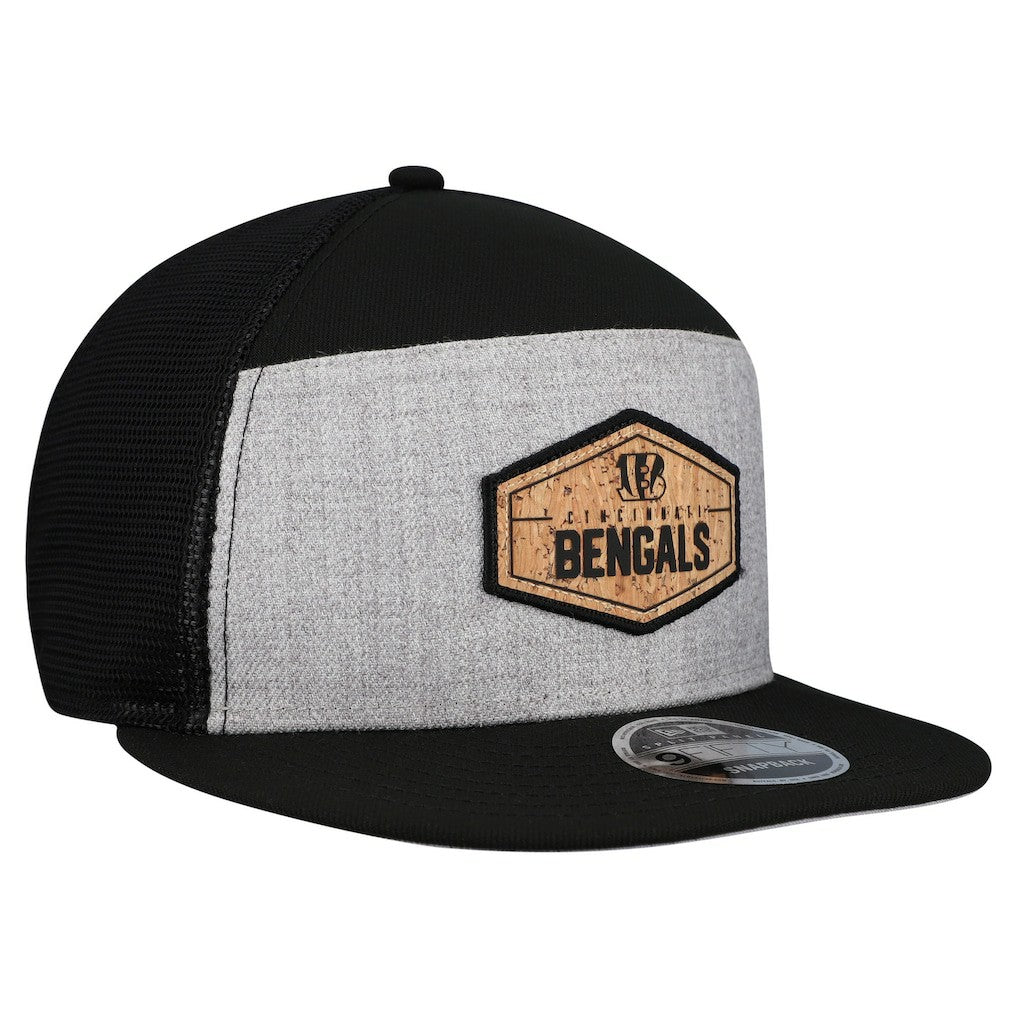 Cincinnati Bengals New Era Cork Split Panel 9FIFTY Trucker Snapback Hat Gray/Black