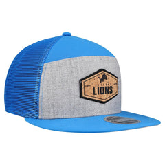 Detroit Lions New Era Cork Split Panel 9FIFTY Trucker Snapback Hat Gray/Blue