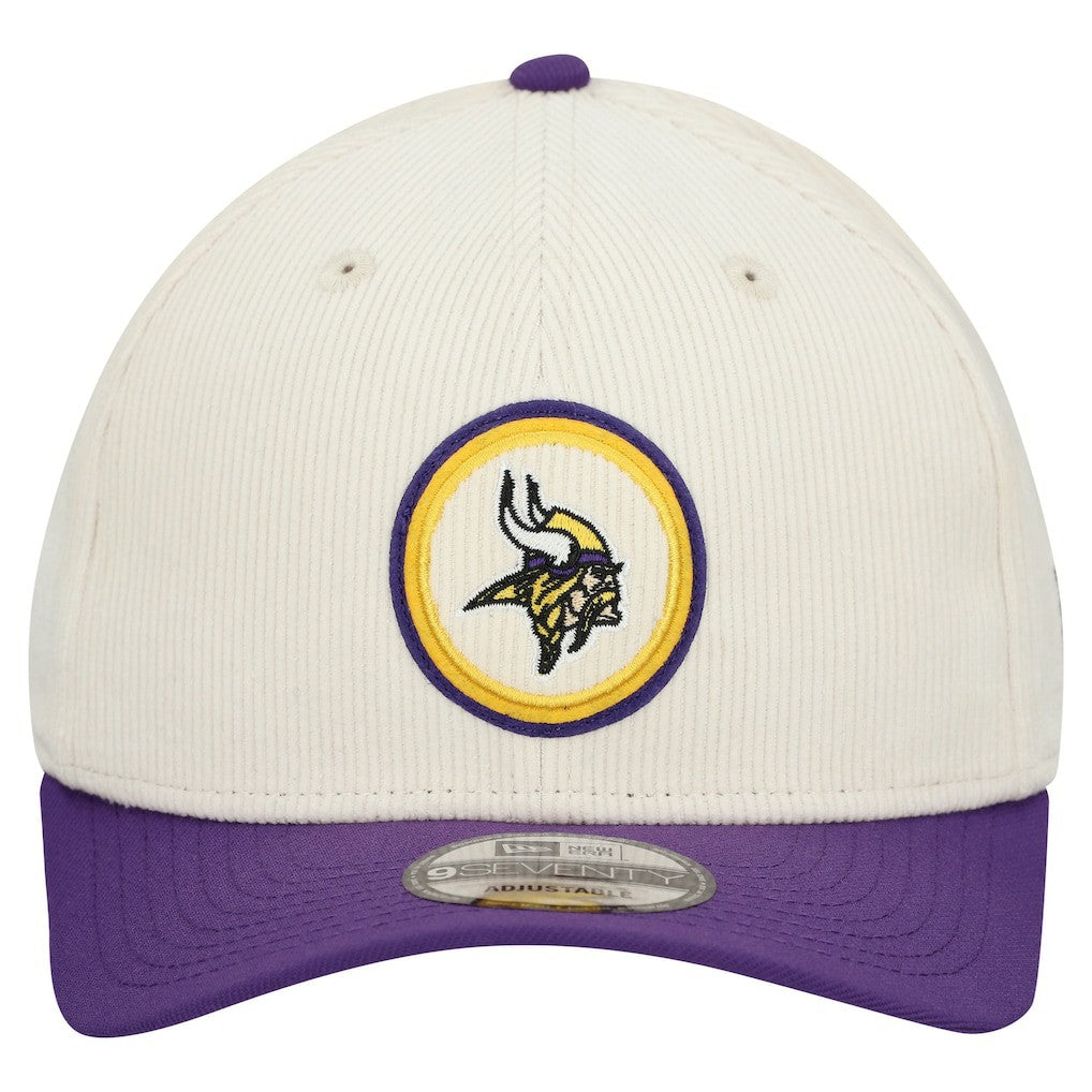 Minnesota Vikings New Era Loyal Corduroy 9SEVENTY Adjustable Hat Stone