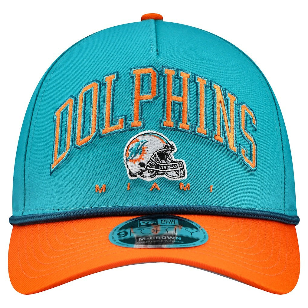 Miami Dolphins New Era Arch COOLERA 9FORTY A-Frame M-Crown Adjustable Hat Aqua