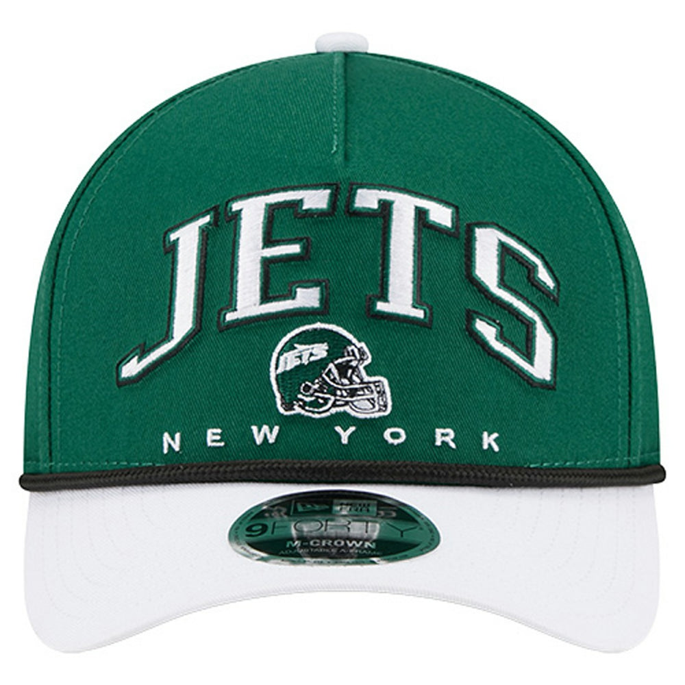 New York Jets New Era Arch COOLERA 9FORTY A-Frame M-Crown Adjustable Hat Green