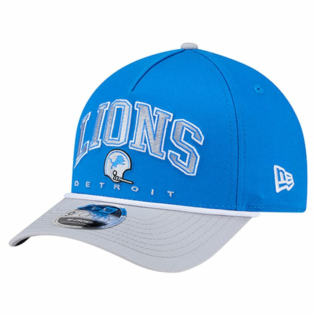 Detroit Lions New Era Throwback Arch COOLERA 9FORTY A-Frame M-Crown Adjustable Hat Blue