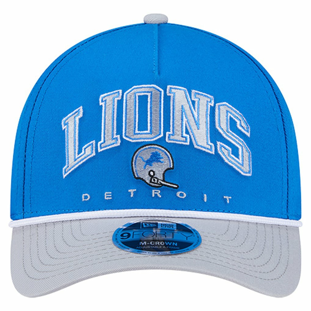 Detroit Lions New Era Throwback Arch COOLERA 9FORTY A-Frame M-Crown Adjustable Hat Blue