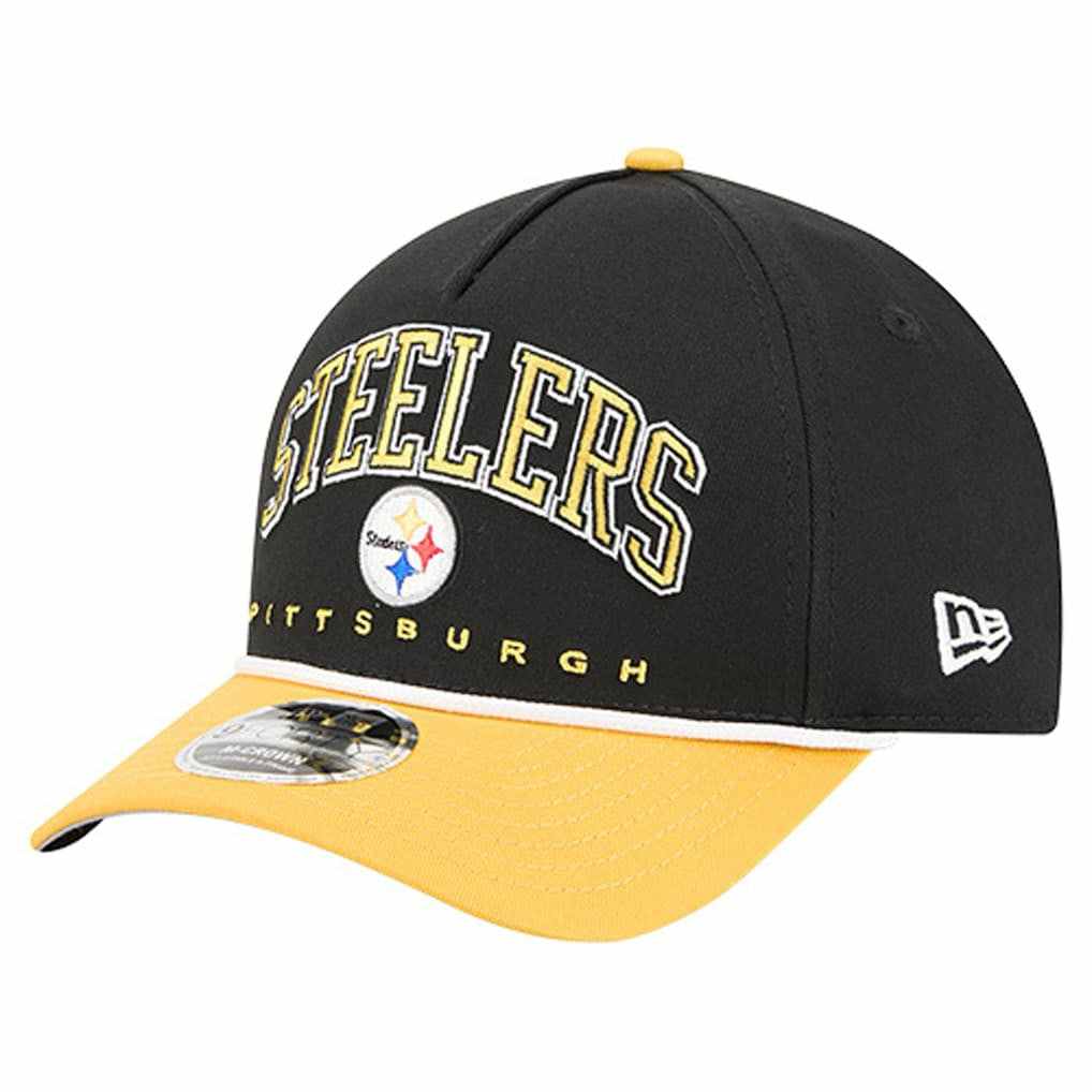 Pittsburgh Steelers New Era Arch COOLERA 9FORTY A-Frame M-Crown Adjustable Hat Black