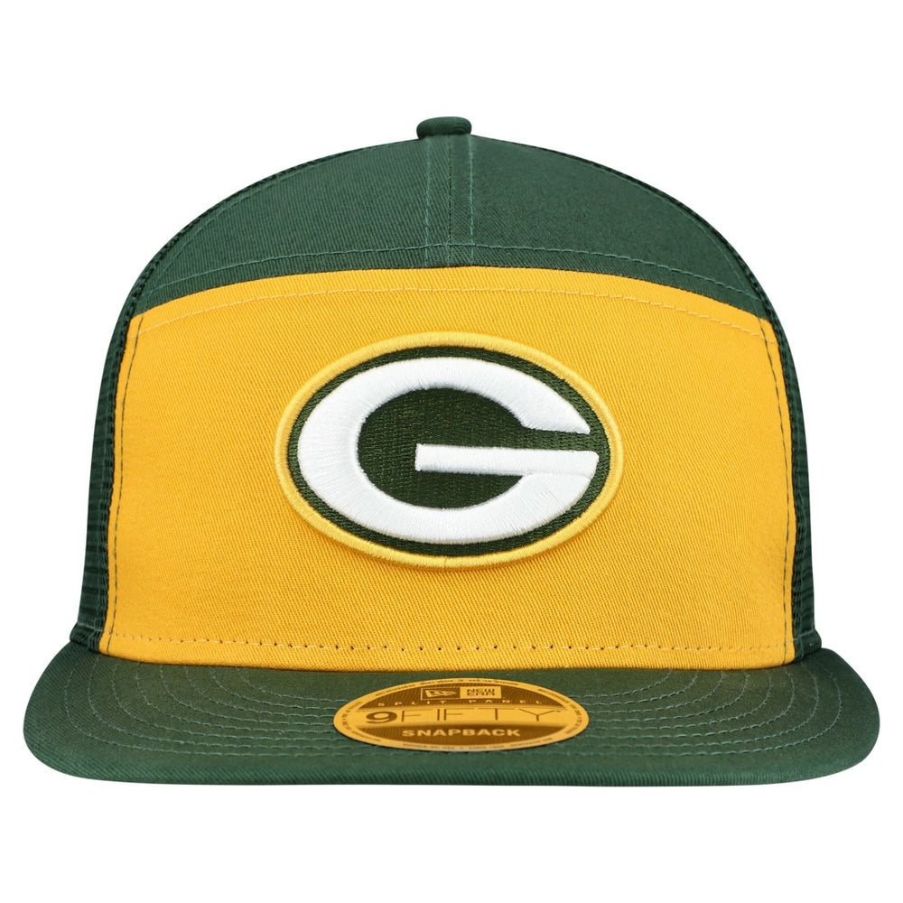 Green Bay Packers New Era Outdoor Split Panel 9FIFTY Snapback Hat Gold/Green
