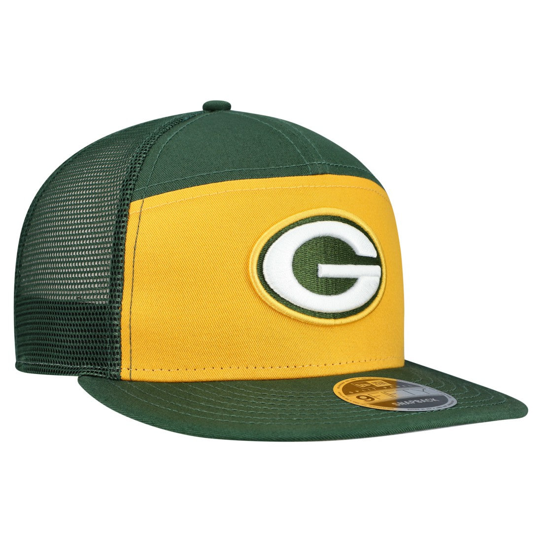 Green Bay Packers New Era Outdoor Split Panel 9FIFTY Snapback Hat Gold/Green