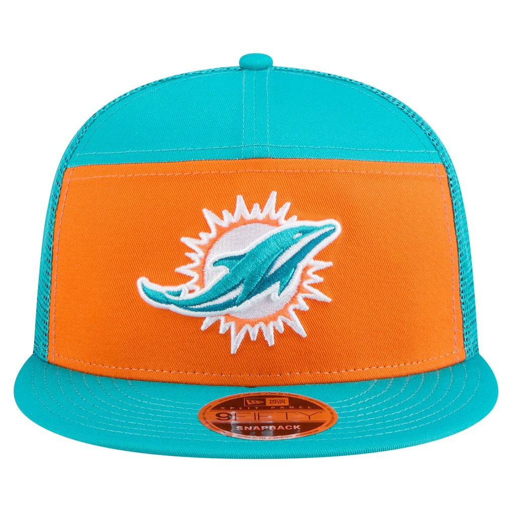 Miami Dolphins New Era Outdoor Split Panel 9FIFTY Snapback Hat Orange/Aqua