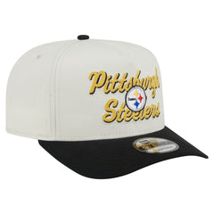 Pittsburgh Steelers New Era Chainstitch A-Frame 9FIFTY Adjustable Hat Cream/Black